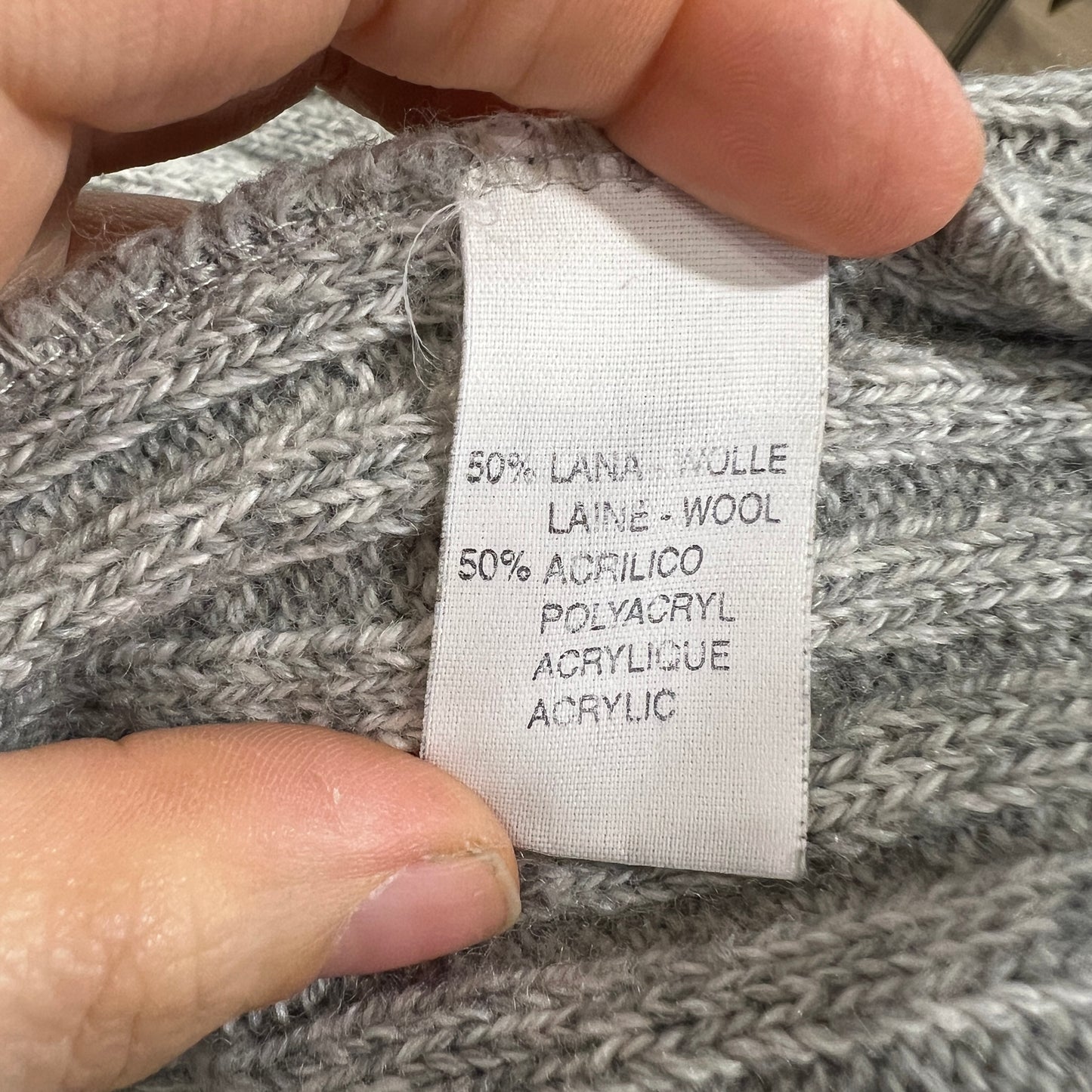 00s light grey ribbed wool zip up sweater