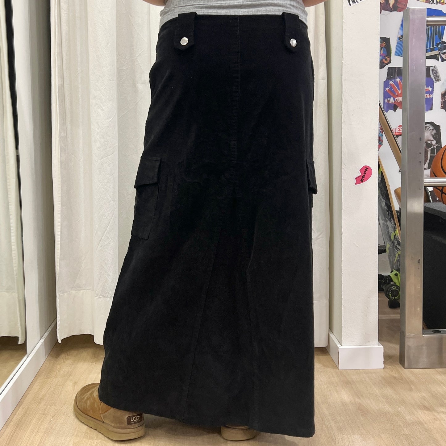 00s black corduroy velvet maxi skirt