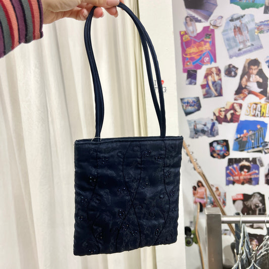 miss betty navy blue mini shoulder bag with sequins and crossbody strap