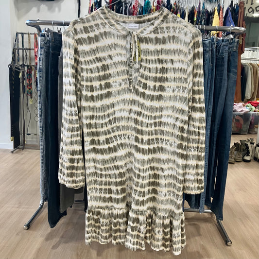Patterned dress on a rack in a clothing store
