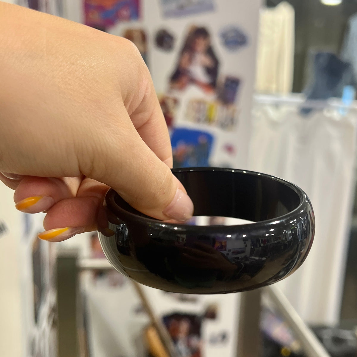 black resin chunky bangle bracelet