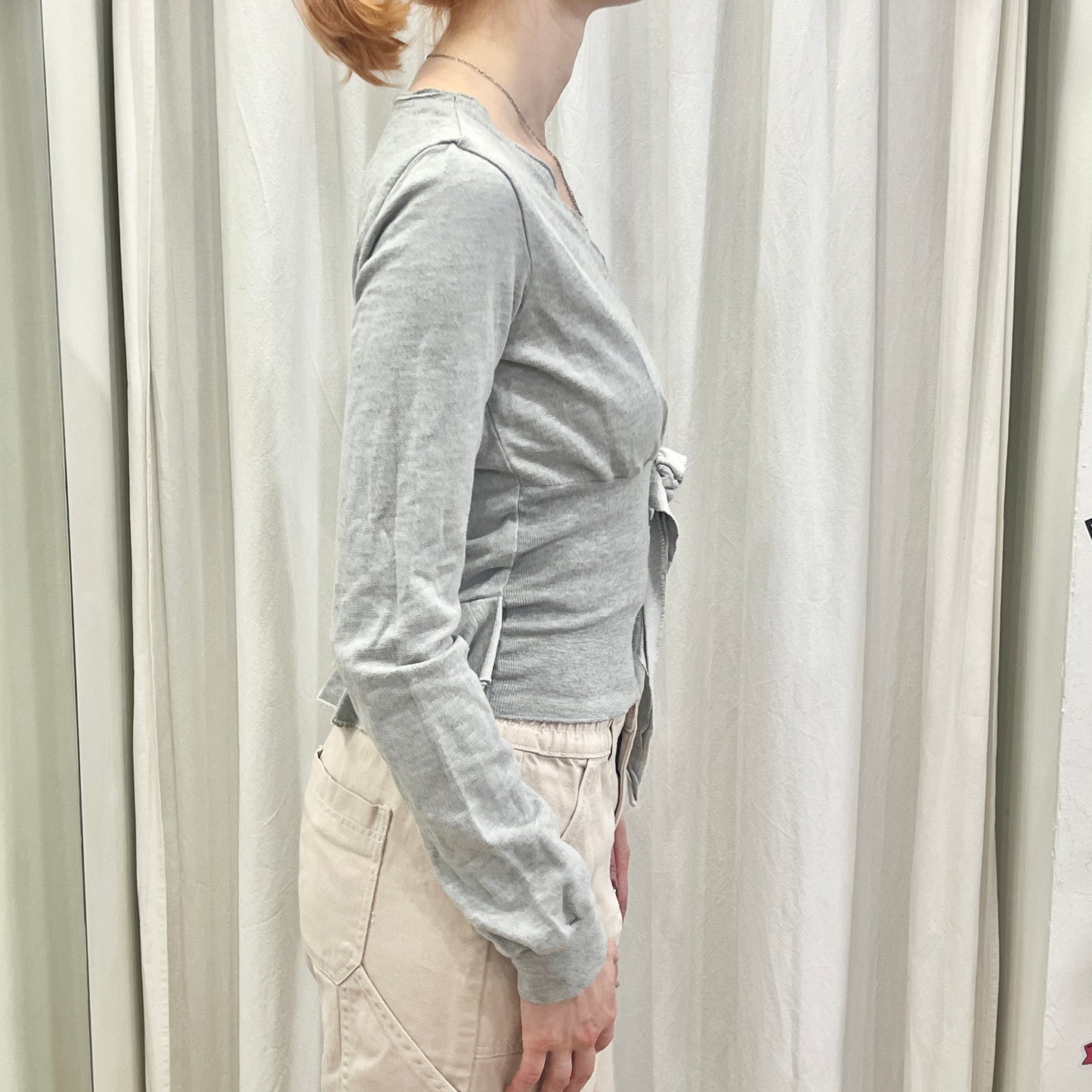 fornarina 00s grey cross over neckline with rose + bow