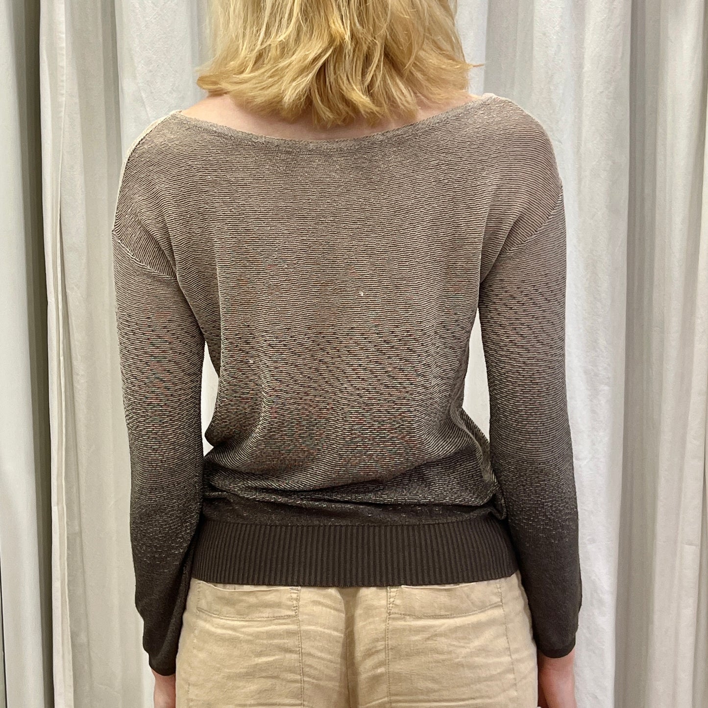 liu jo 00s brown light knit blouse with portrait