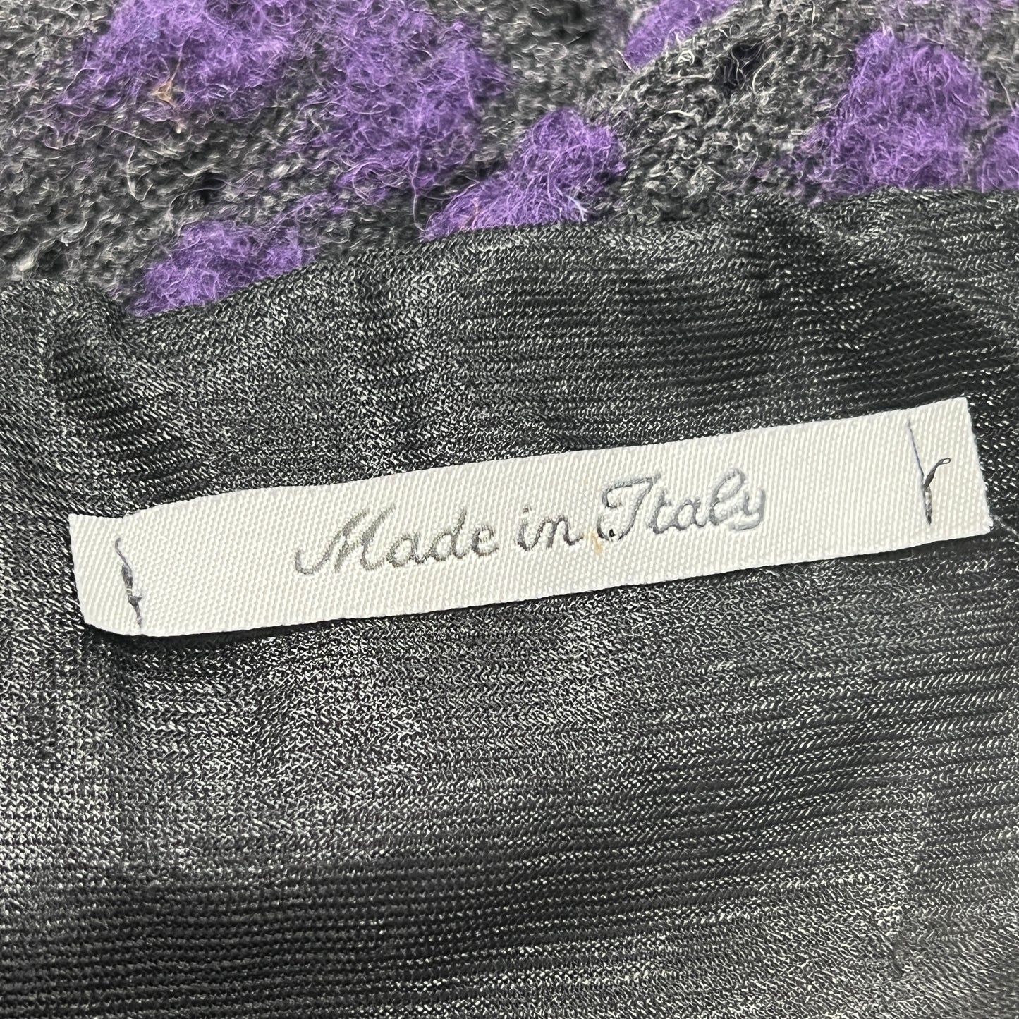 00s grey purple wool knit asymmetric midi skirt