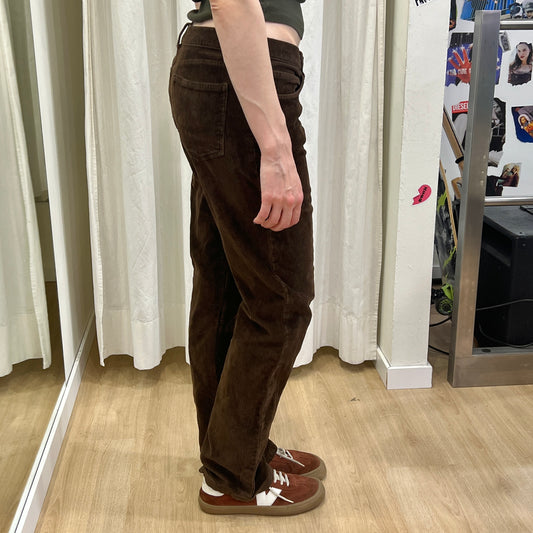 see by chloé 00s brown corduroy velvet flared low waist pants