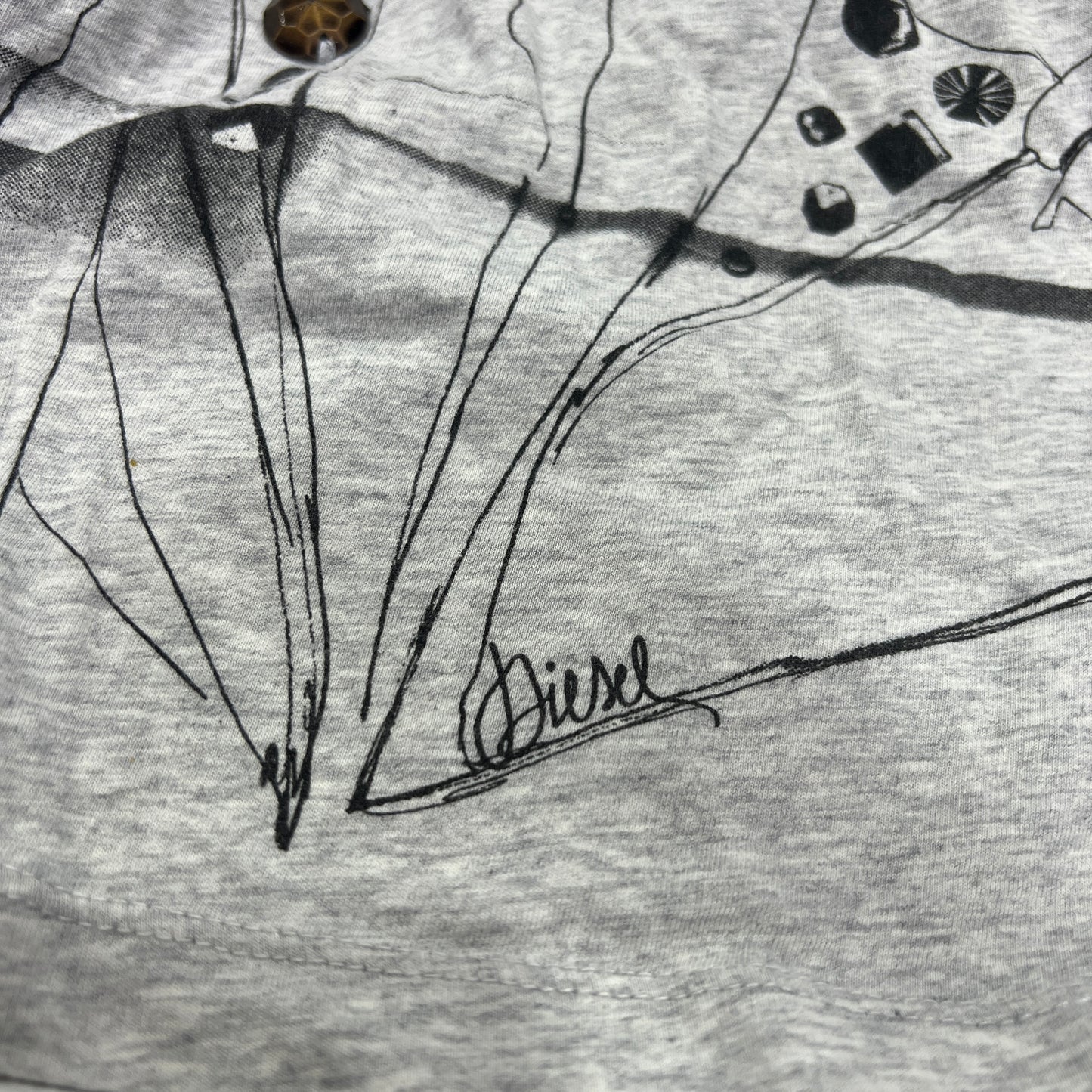 diesel 00s grey tshirt with portrait