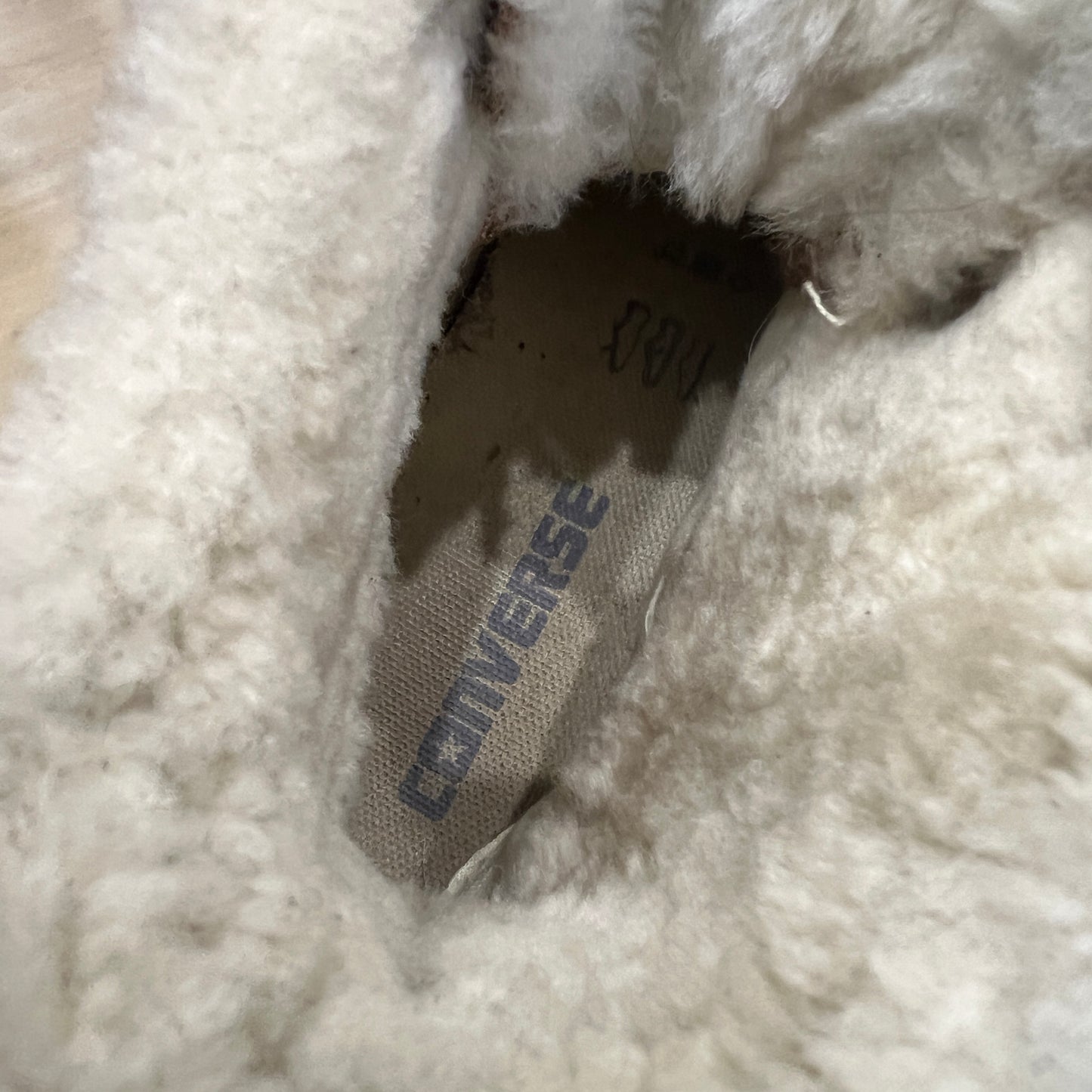 converse '10s tan shearling fur suede high top all stars
