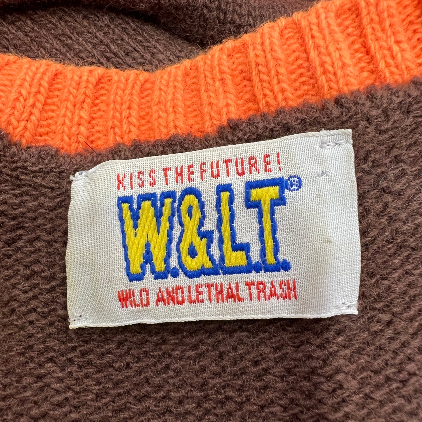 wild and lethal trash w&lt 00s brown orange wool knit vest