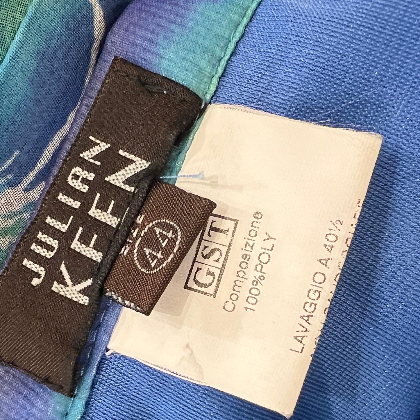 julian keen 00s blue high waisted skirt with hawaiian floral print