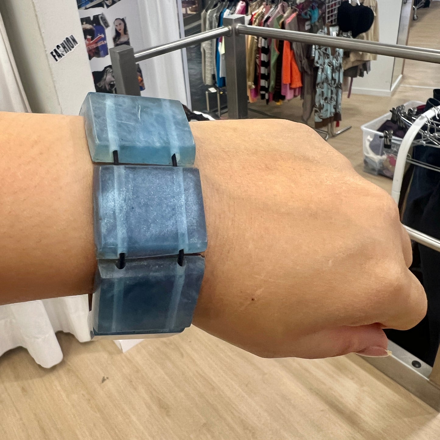 blue brown marble resin bracelet