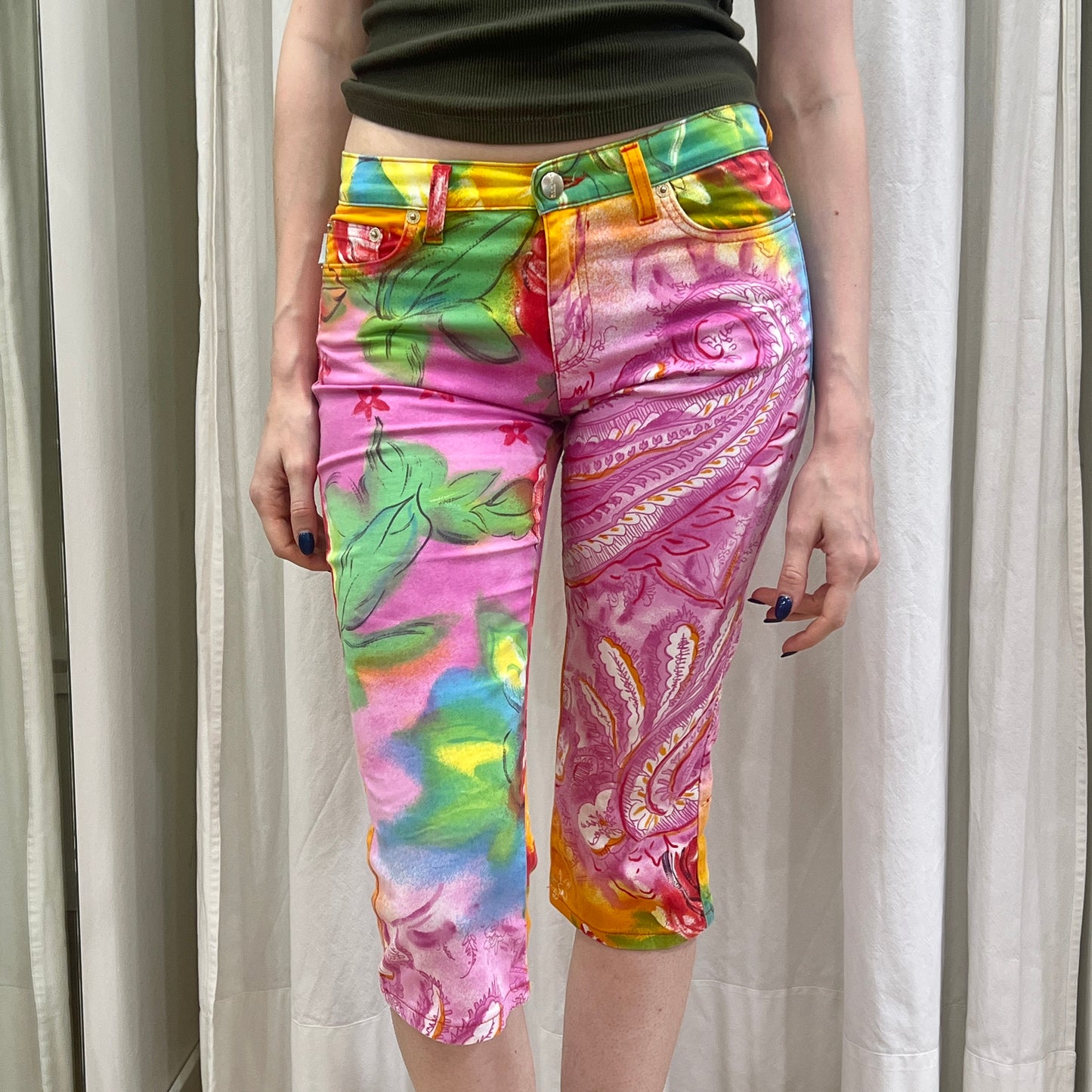 iceberg 00s multicolor floral print capri pants