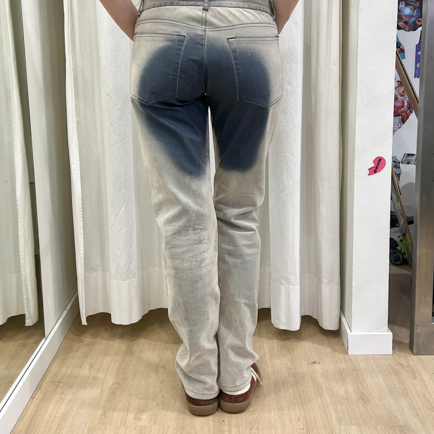 bruba 00s blue white peach skin low waist pants