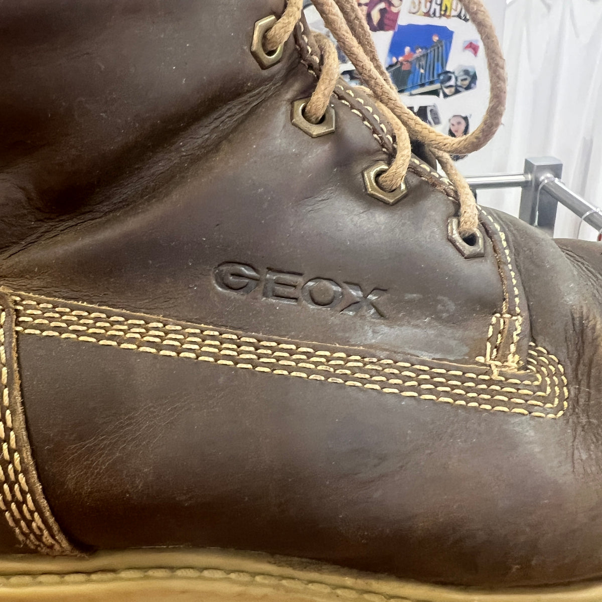 geox brown leather lace up ankle boots