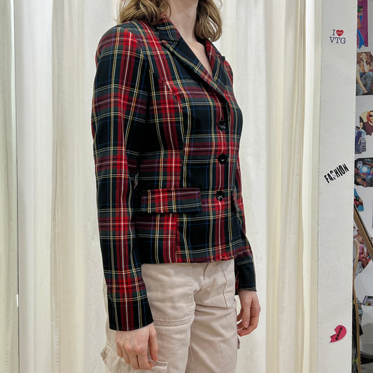 specchio 00s black red plaid blazer