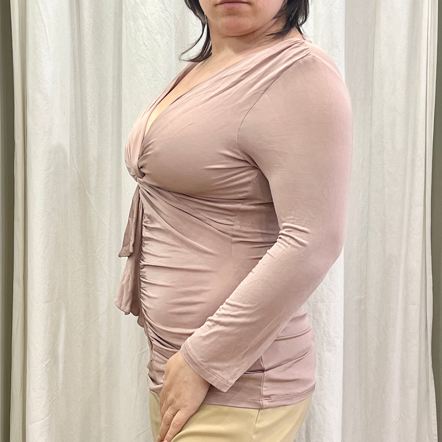 pennyblack 00s dusty pink long sleeve sinched top