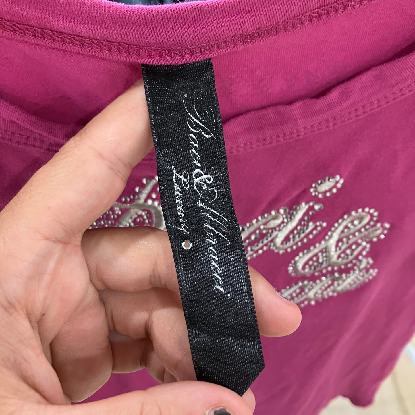 baci&abbracci fuchsia purple tank top with silver logo