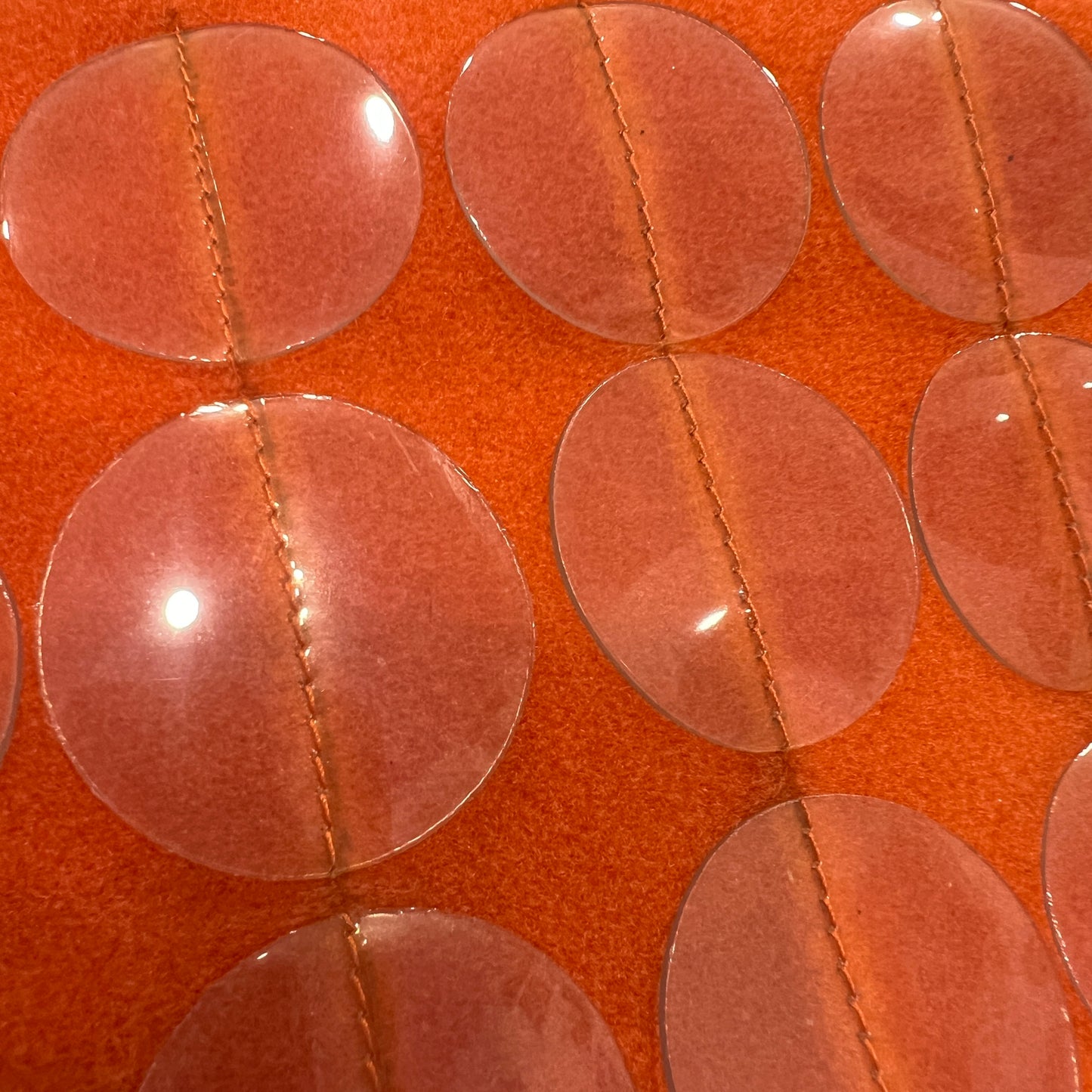 berge 00s orange wool shoulder bag with clear plastic circles