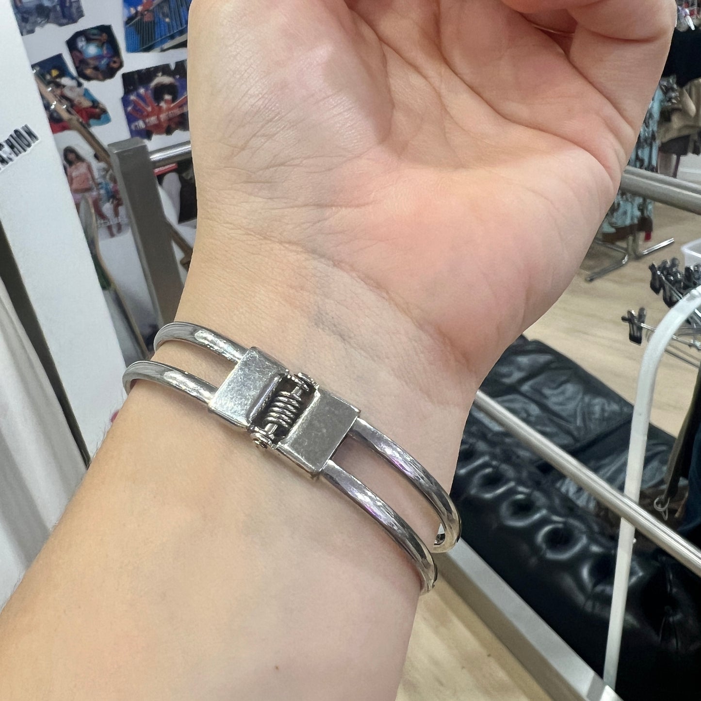 silver heart cuff bracelet