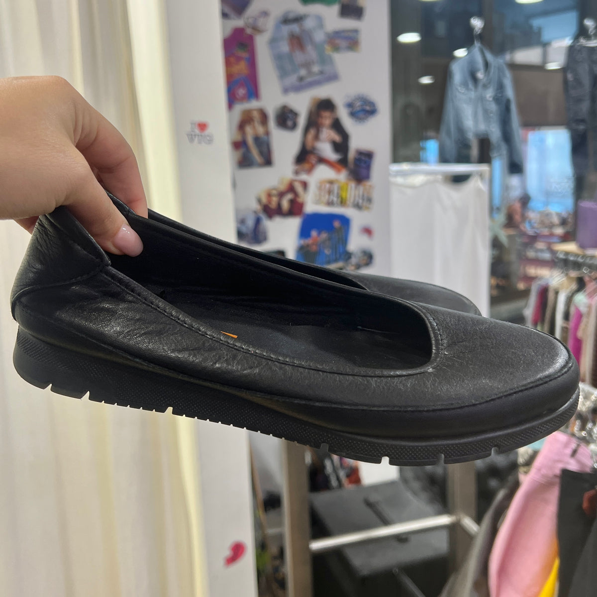 frau fx black leather sporty ballet flats