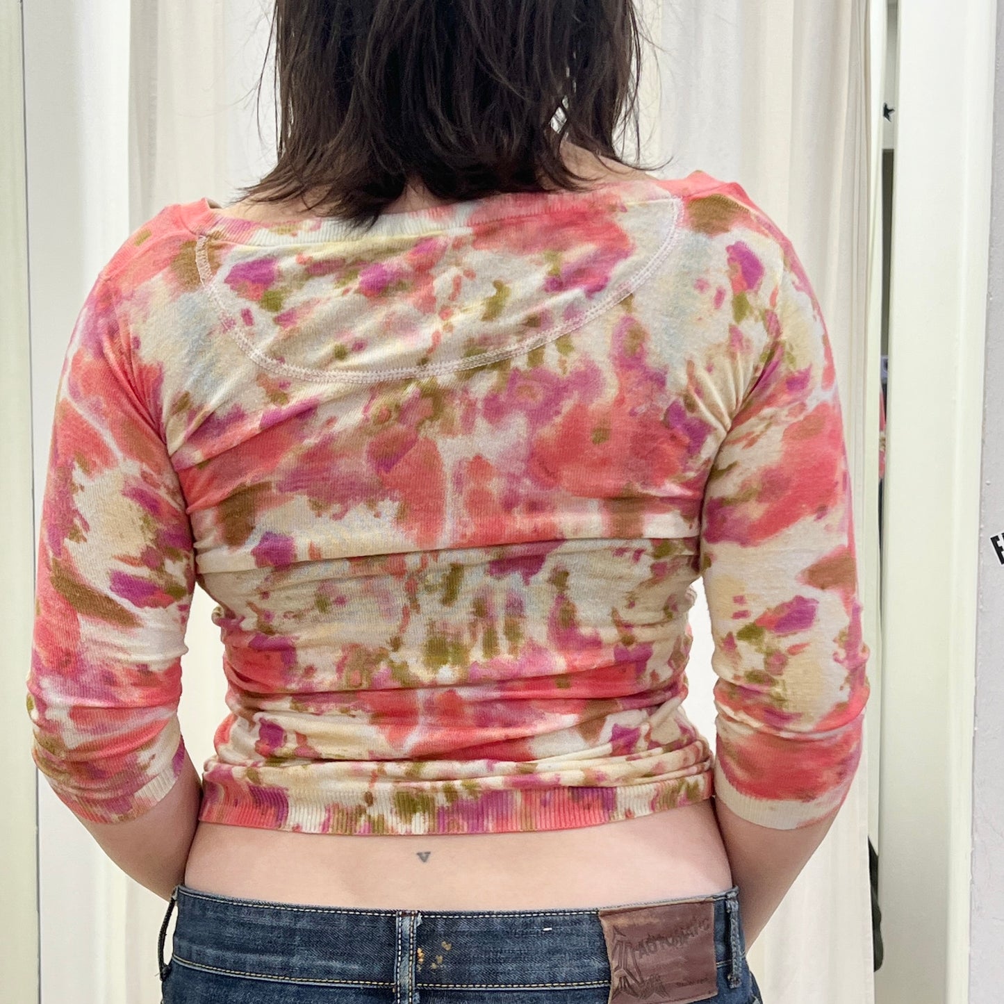 guess 00s white red floral print cardigan