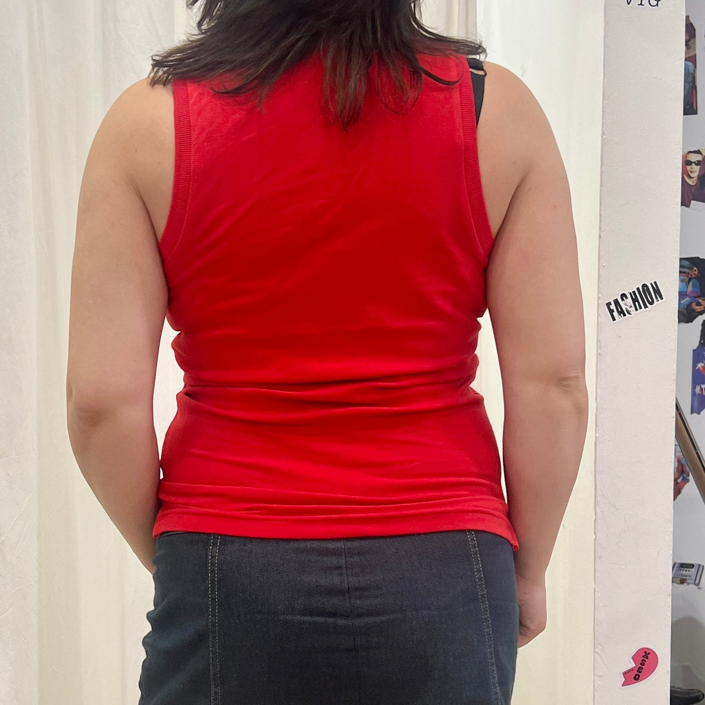 champion 00s red sleeveless polo tshirt vest