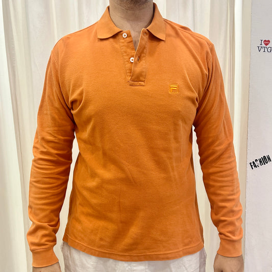 fila 00s orange long sleeve polo tshirt