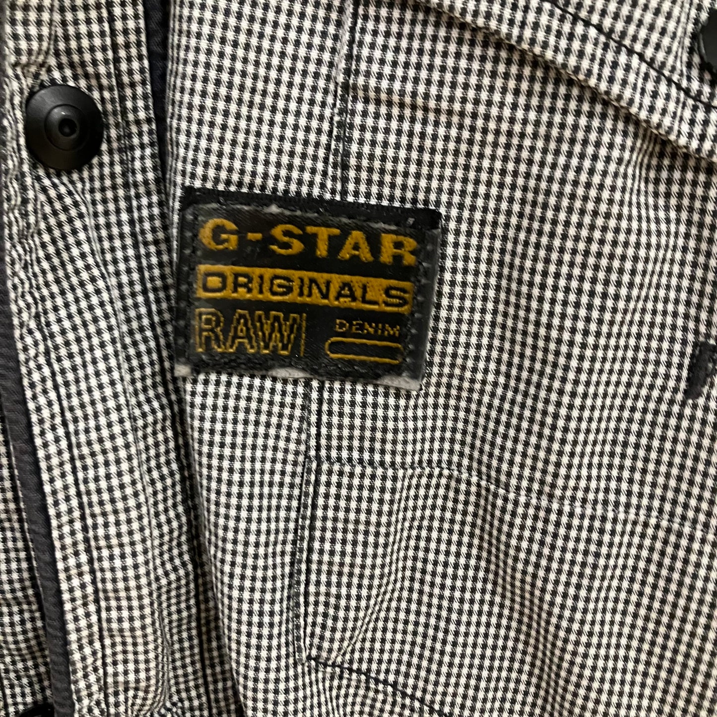 g star 00s black white micro gingham cargo short sleeve shirt