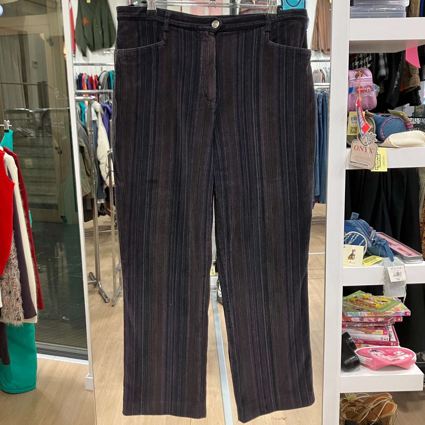 authentic 90s purple brown striped corduroy velvet pants