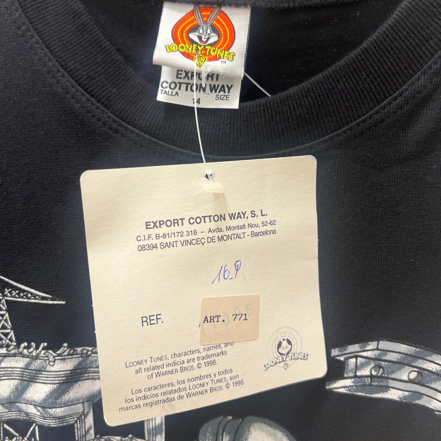 looney tunes 1998 black taz tazminator tshirt