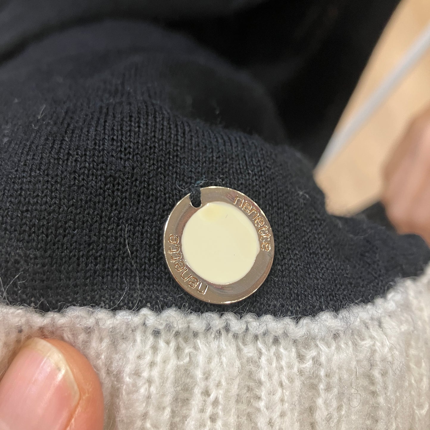 nenette 00s black white wool sweater with roll neck