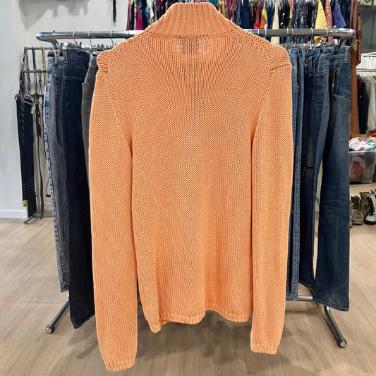 il lanificio 00s orange knit zip up sweater