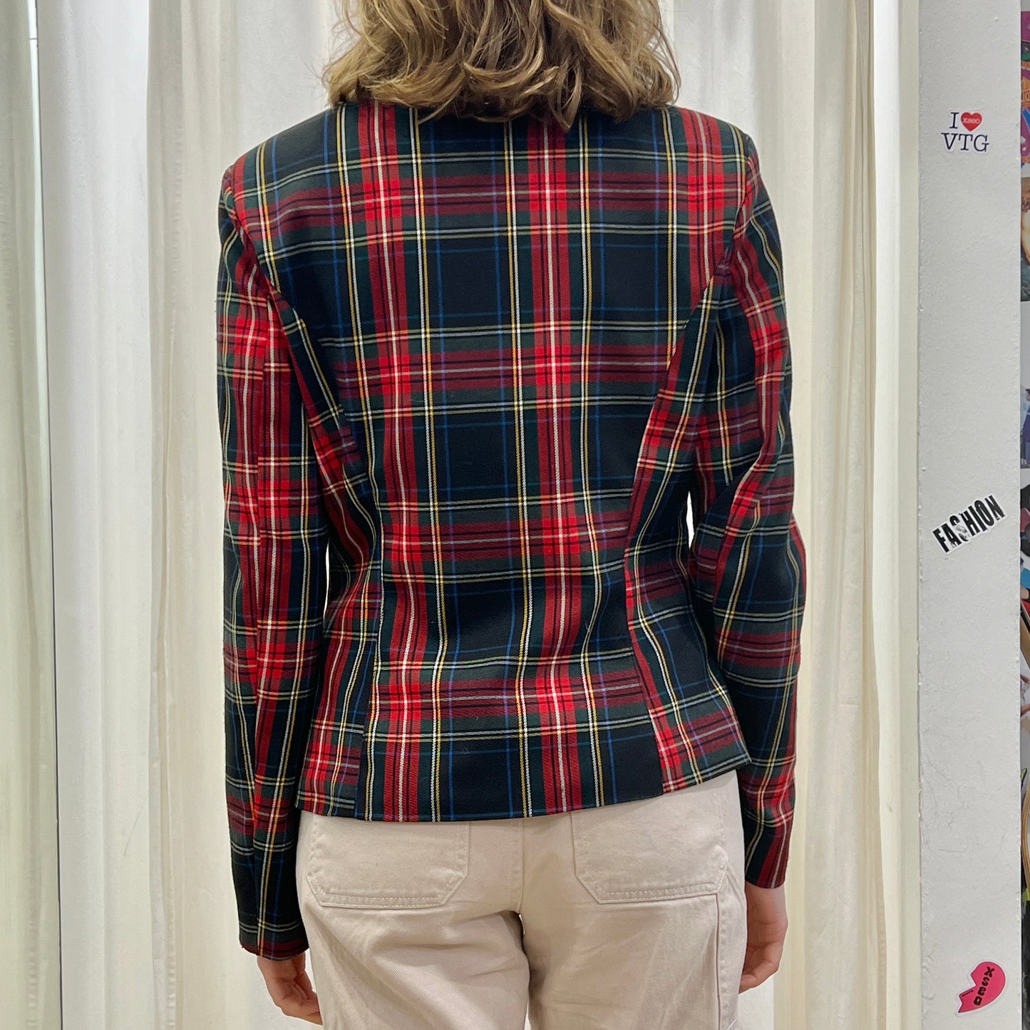 specchio 00s black red plaid blazer