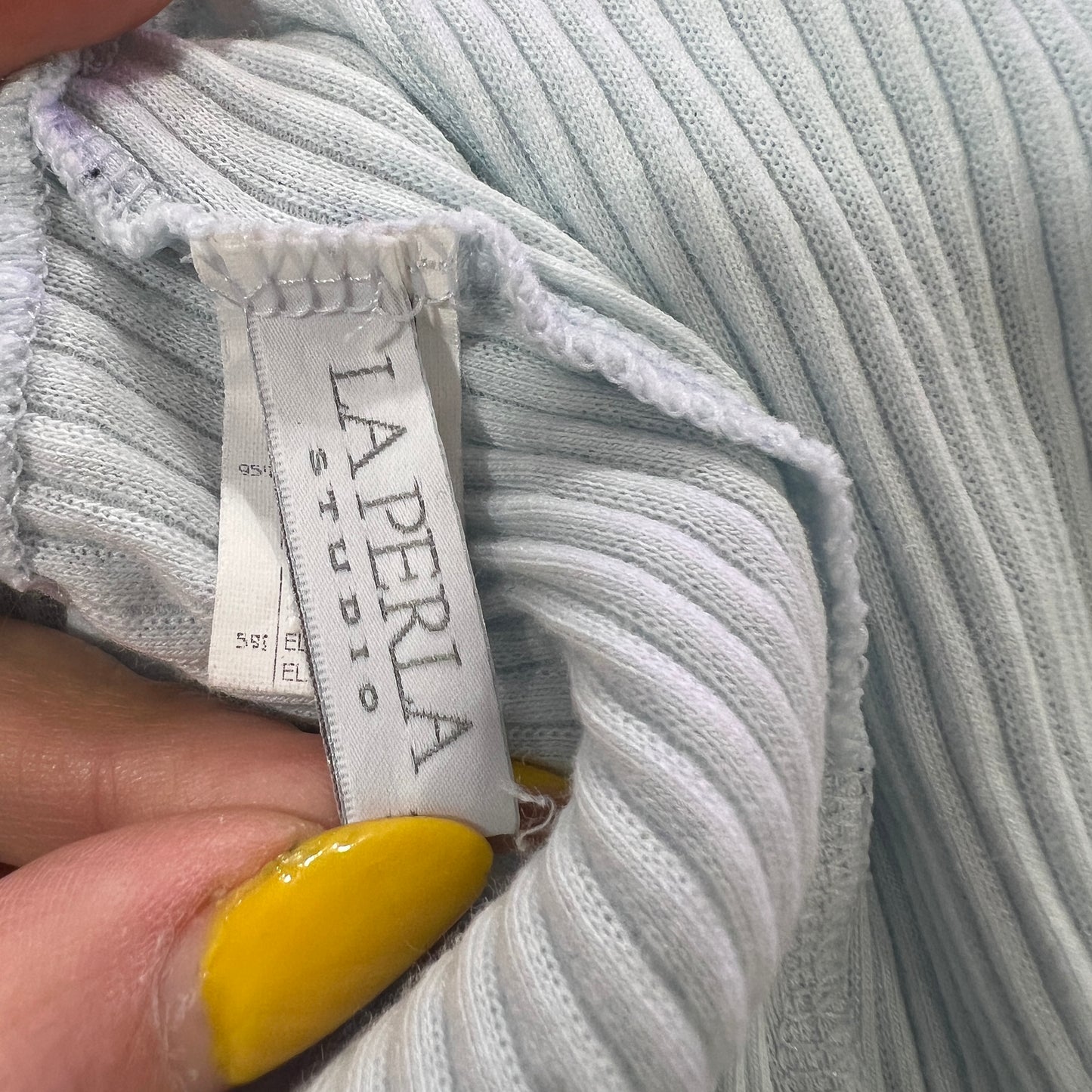 la perla 00s baby blue ribbed cotton cami top