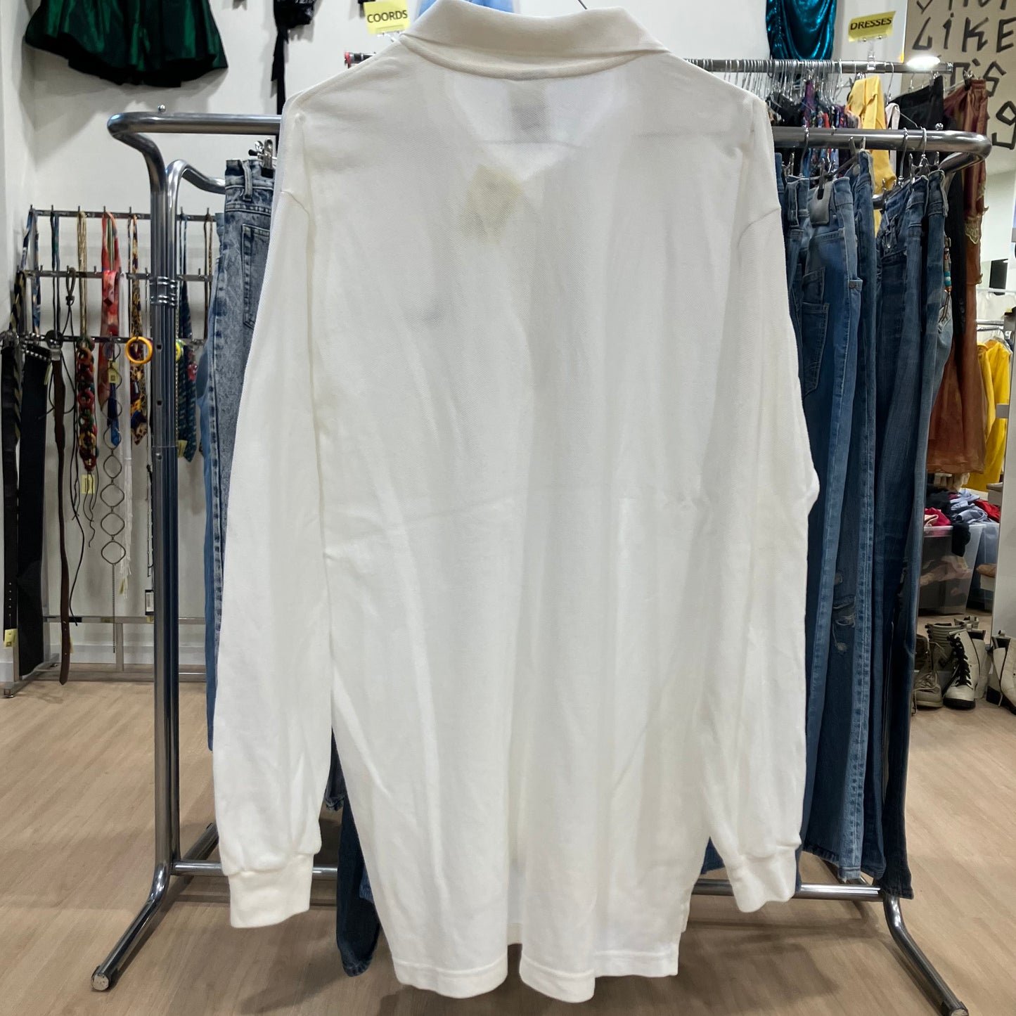 nike 90s white long sleeve polo