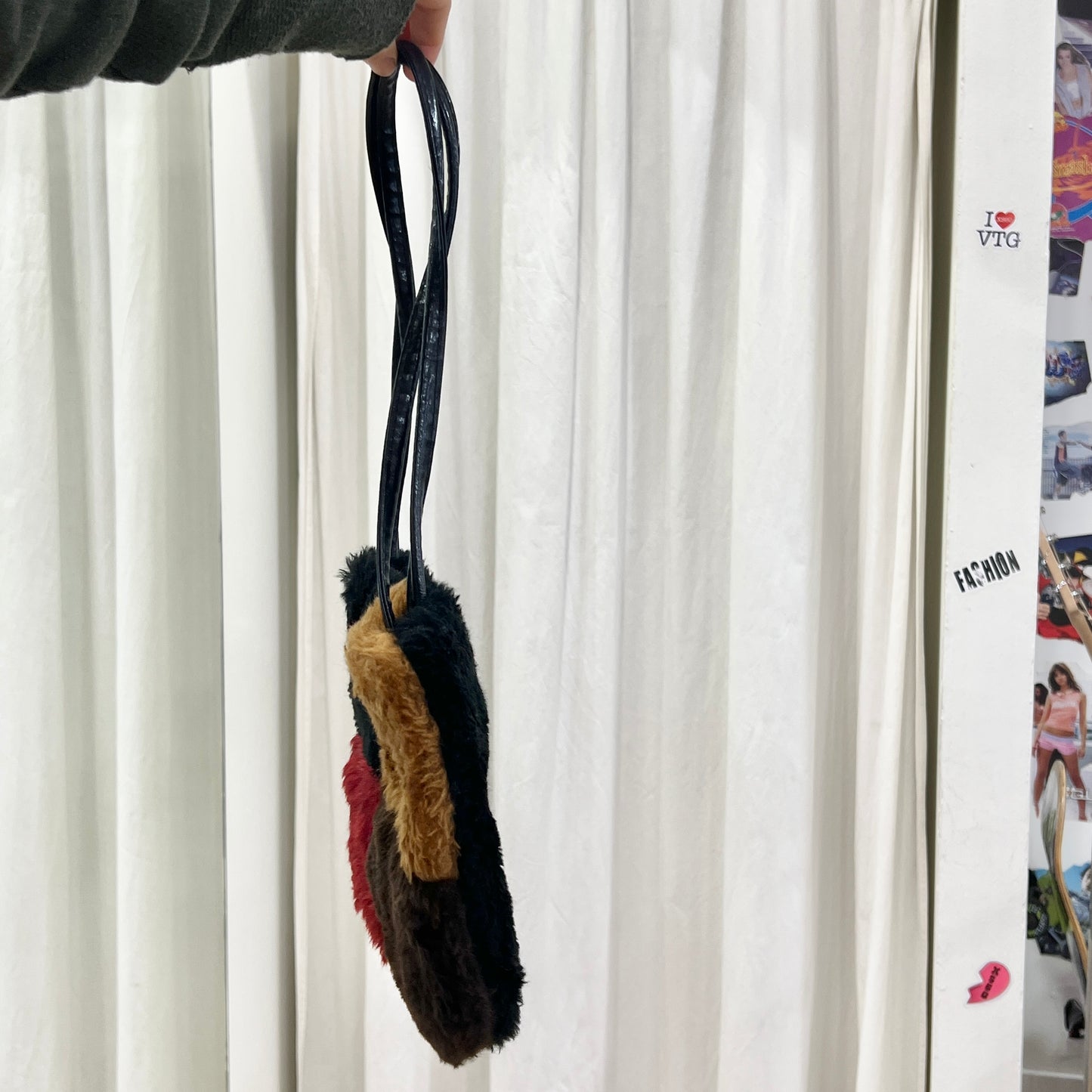 00s faux fur colorblock shoulderbag