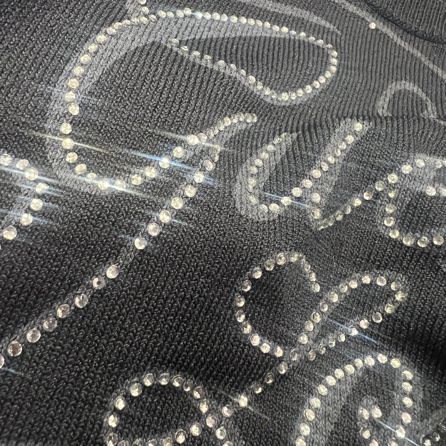 guess los angeles 00s black short sleeve top with silver rhinestone logo