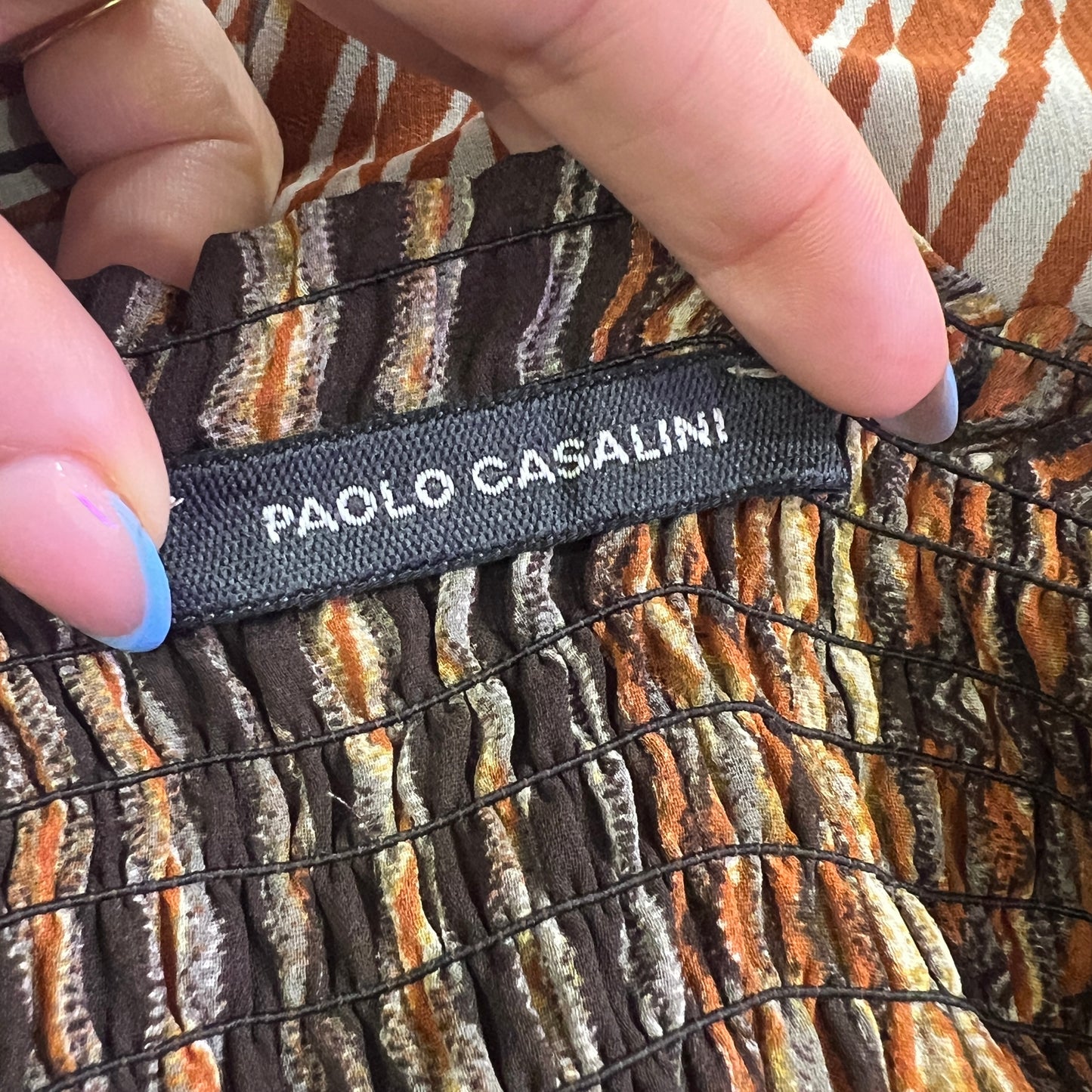paolo casalini '10s brown grey zig zag maxi dress