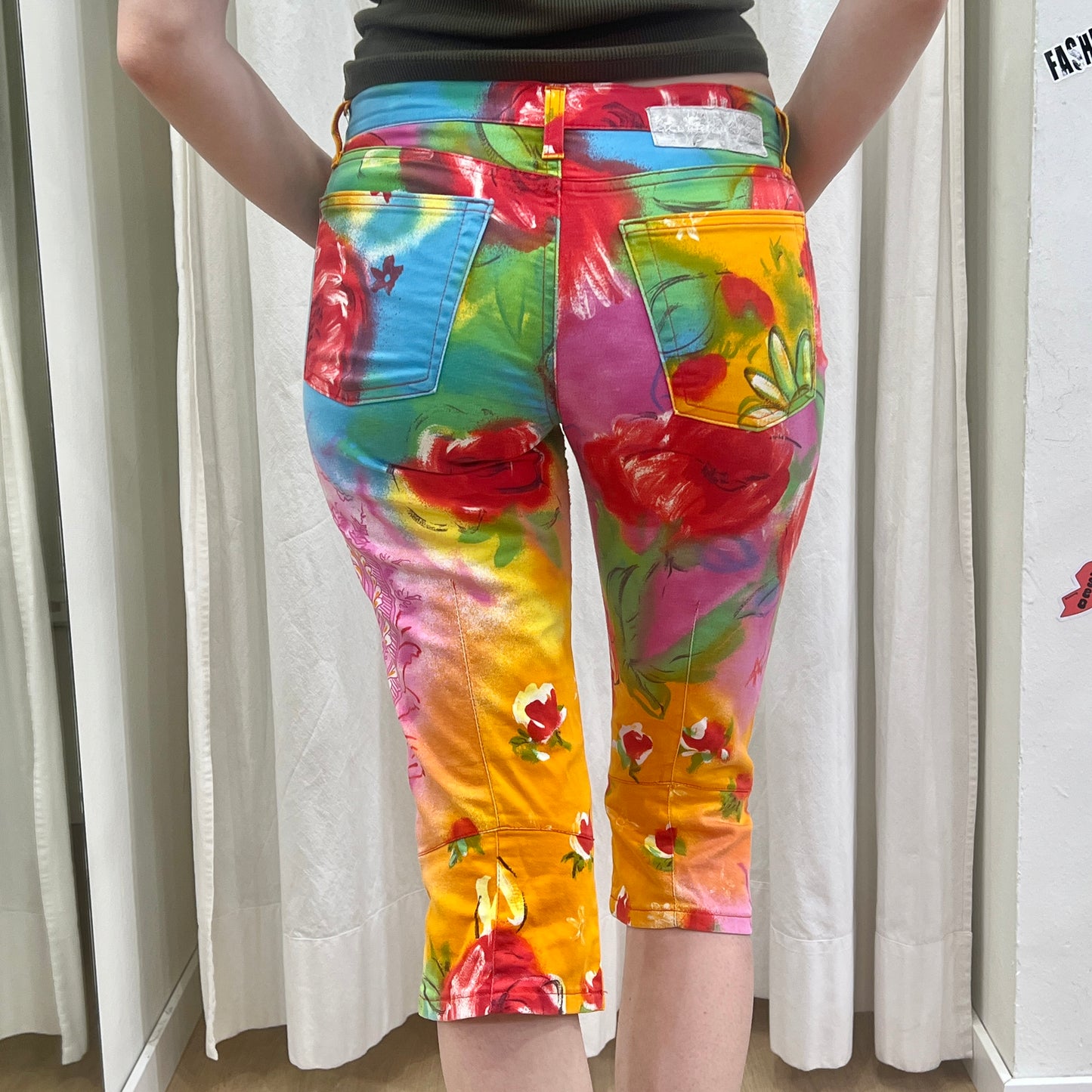 iceberg 00s multicolor floral print capri pants