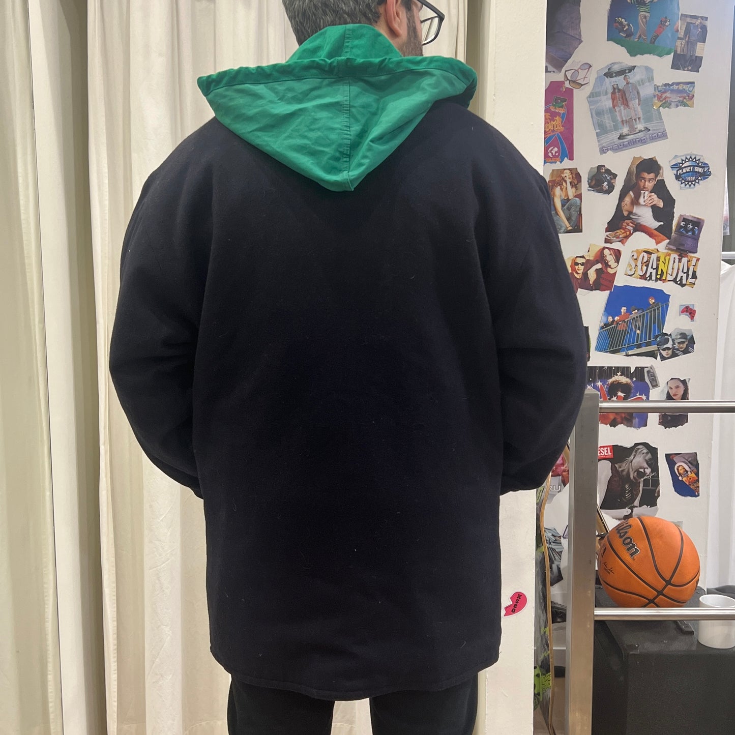 colmar 90s green (cotton) navy(wool) reversible coat