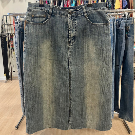 identità 00s faded denim midi skirt