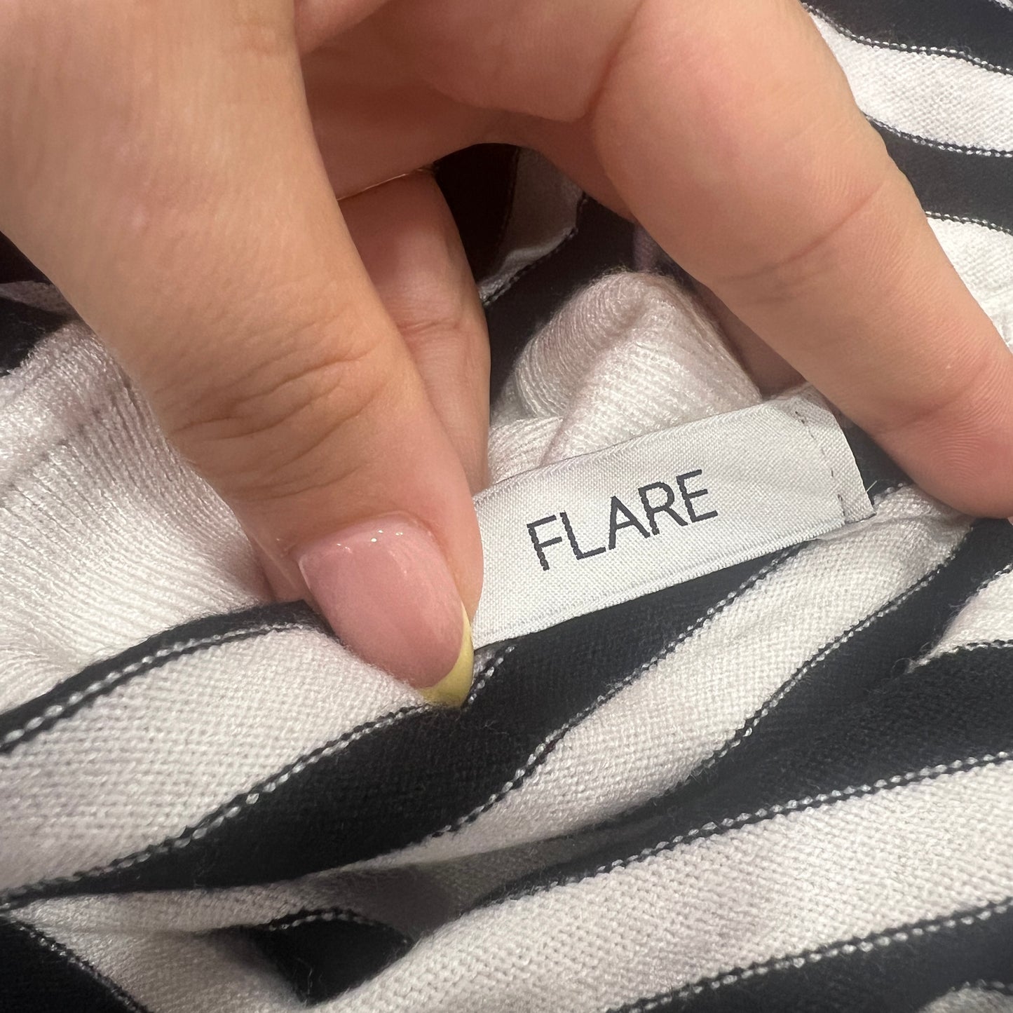 flare black white striped roll neck sweater
