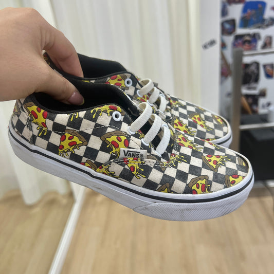 vans black white checkered pizza lace up canvas shoes