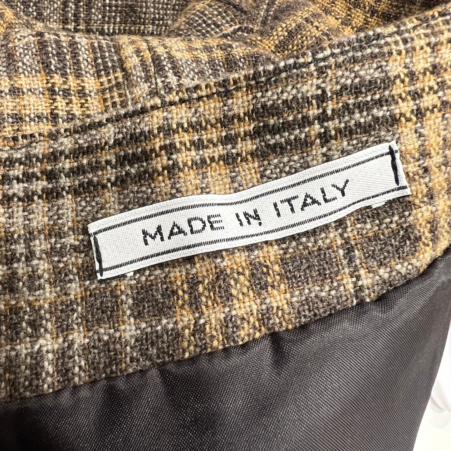 gonna midi plissettata in lana marrone a quadri ‘00s