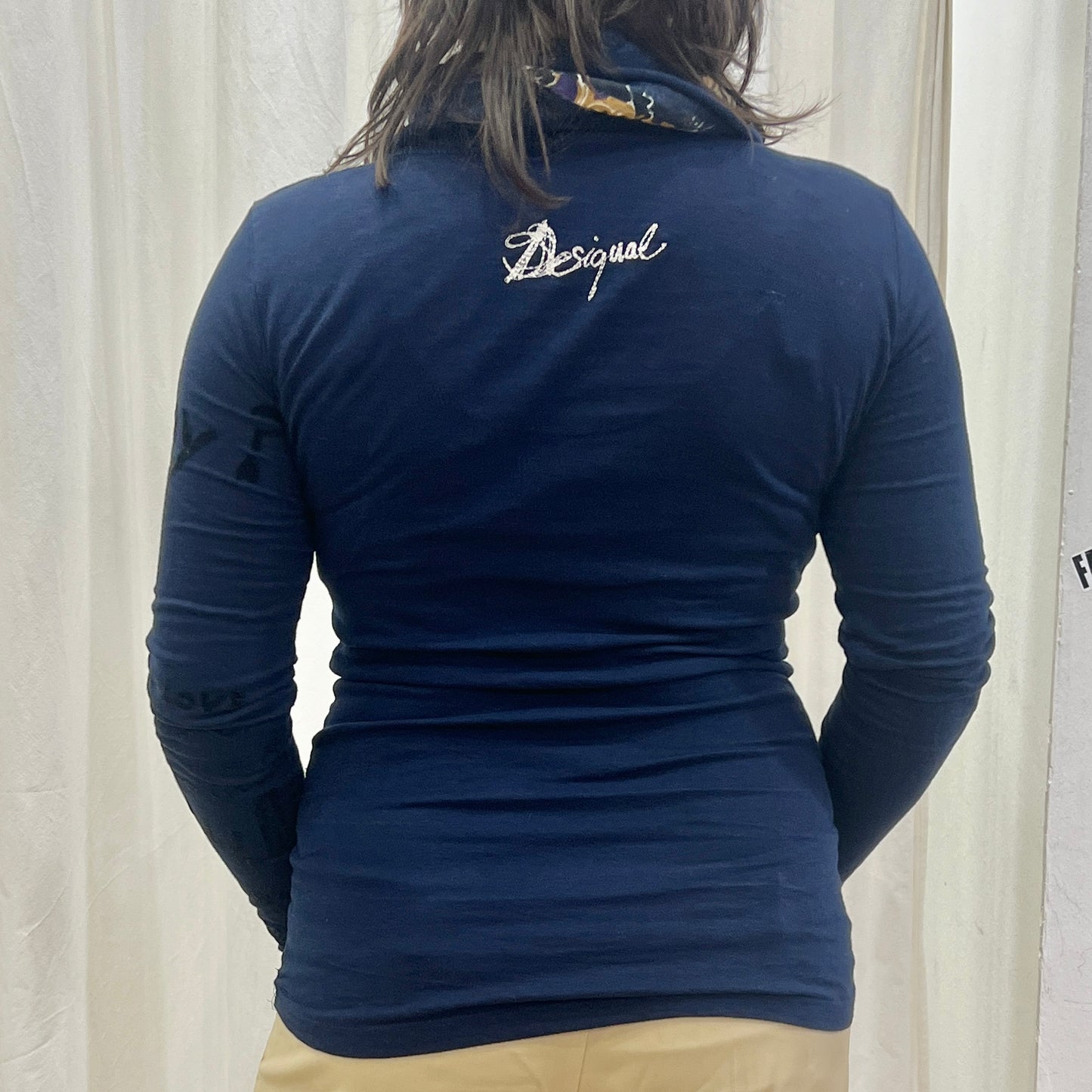 desigual 00s navy blue roll neck long sleeve top