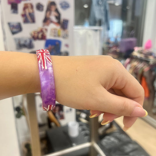 purple resin bangle bracelet with union jack uk flag
