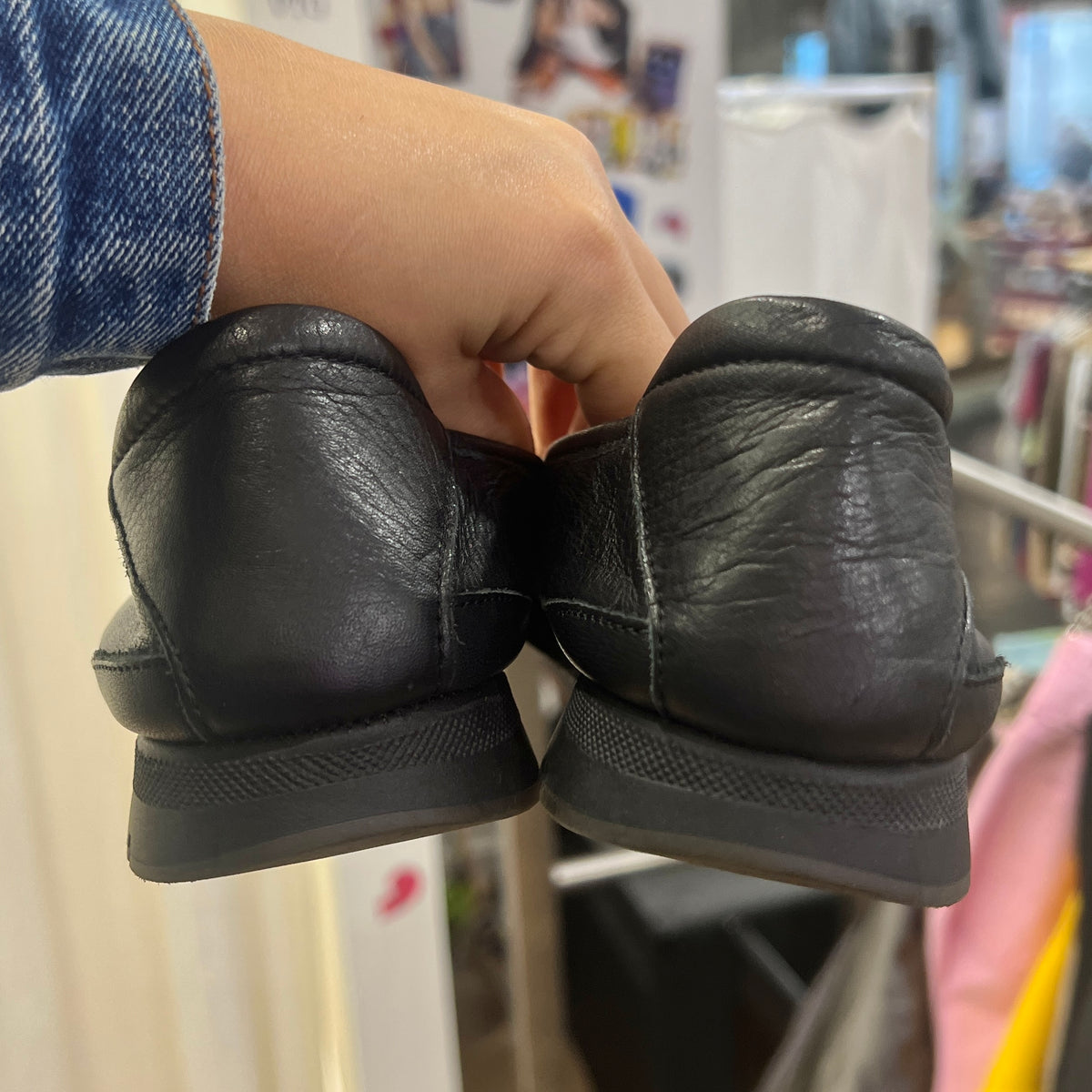 frau fx black leather sporty ballet flats