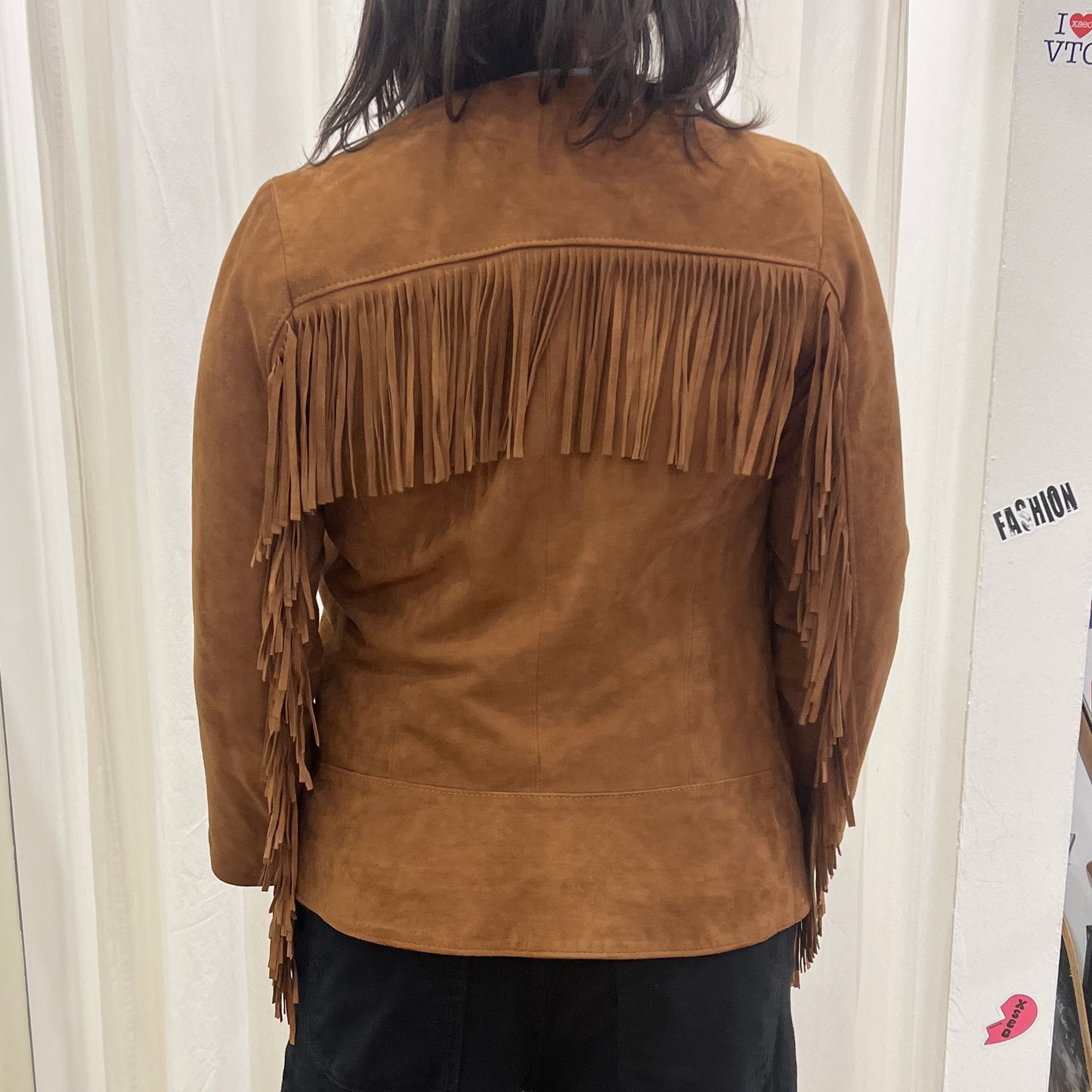 zen '10s light brown suede zip up biker jacket