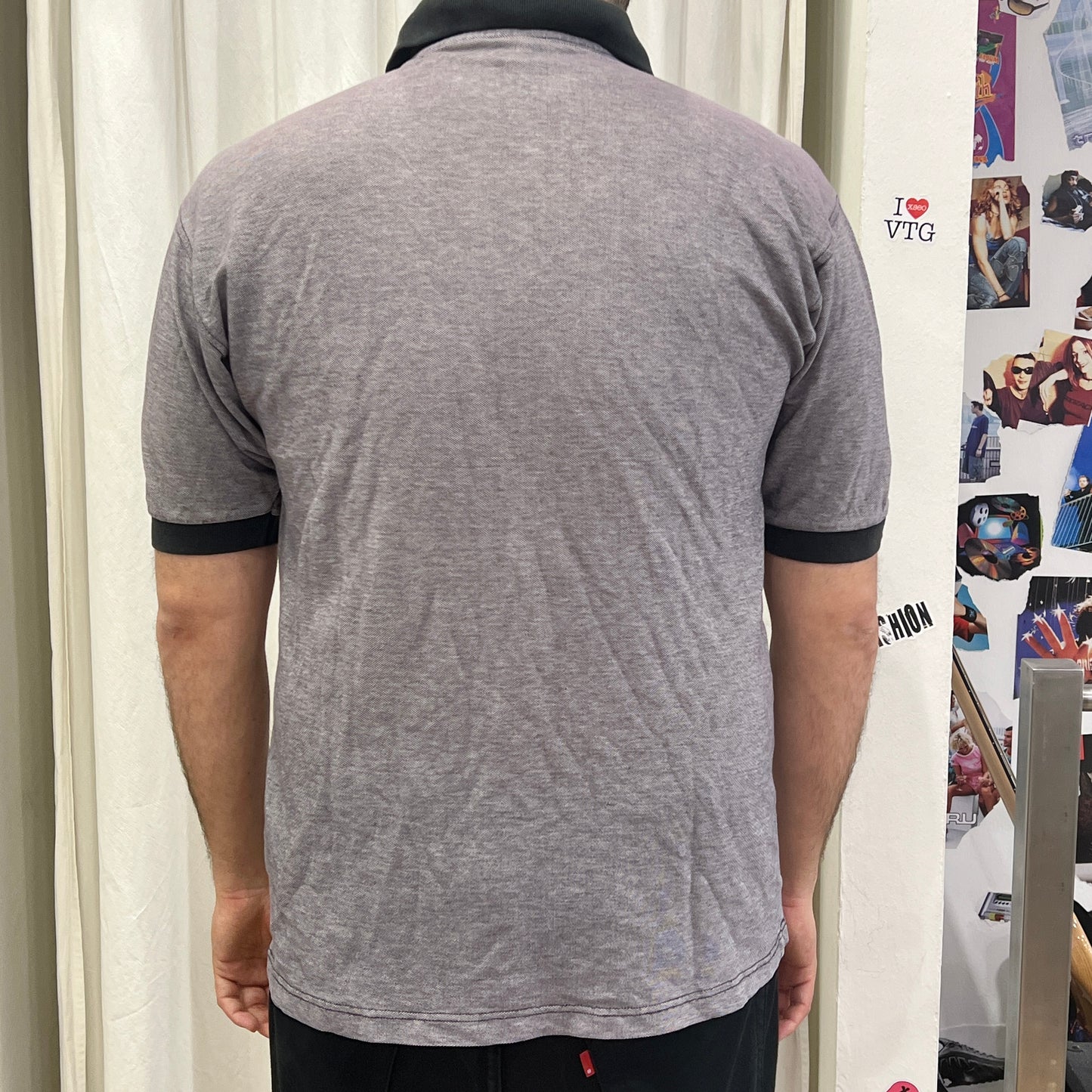 iceberg 90s grey polo tshirt with black trim