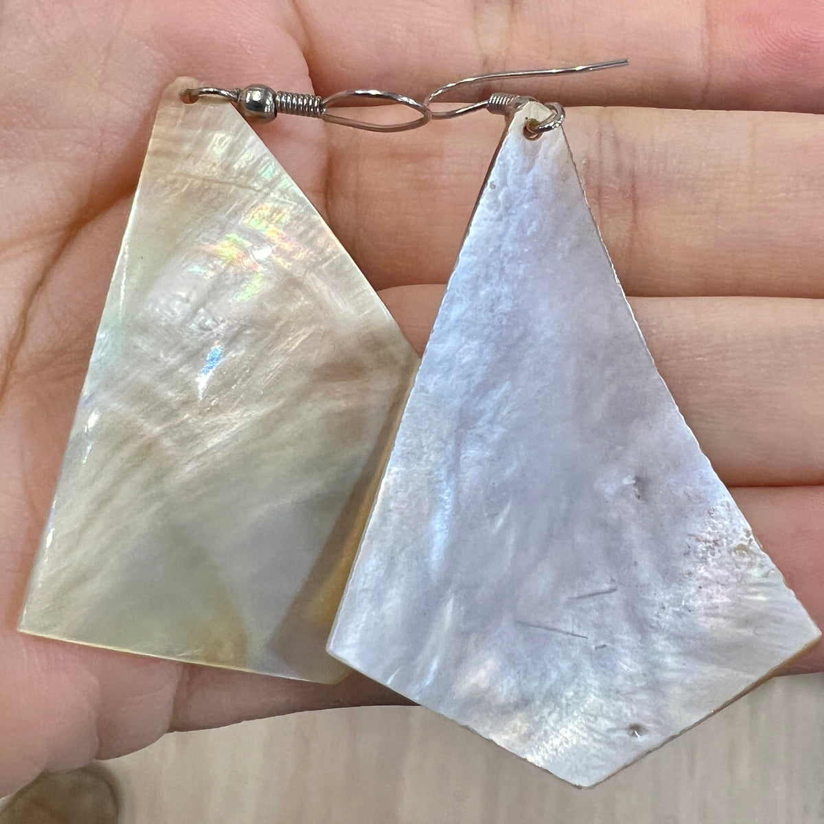 mother pearl geometric pendant earrings