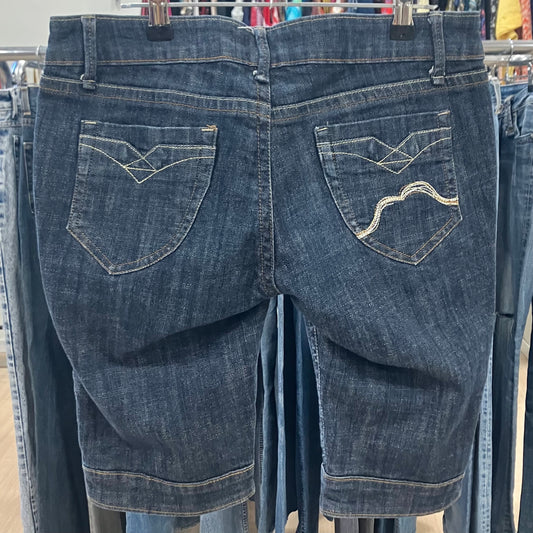 tanna '00 shorts jeans scuro con bottoni argento